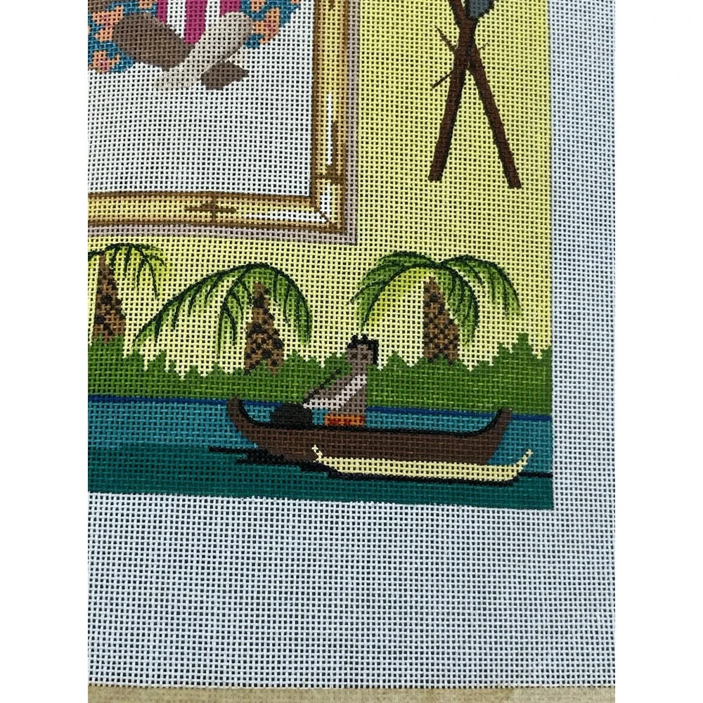Patty Paints Hand Painted Needlepoint Canvas Hawaii Tiki Hawaiian Tropical 17ct